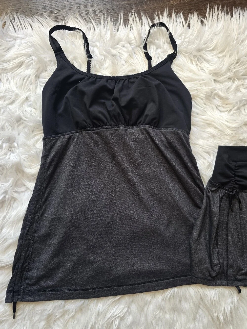 lululemon athletica Black and Charcoal Active Tank Top with Skirt